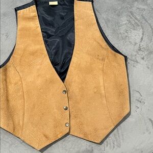 Tan Suede Vest with Black Lining 100% genuine leather
